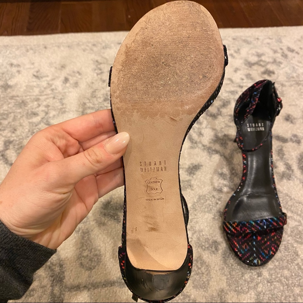 Stuart Weitzman Multicolor Black Pump Size 9 - image 6